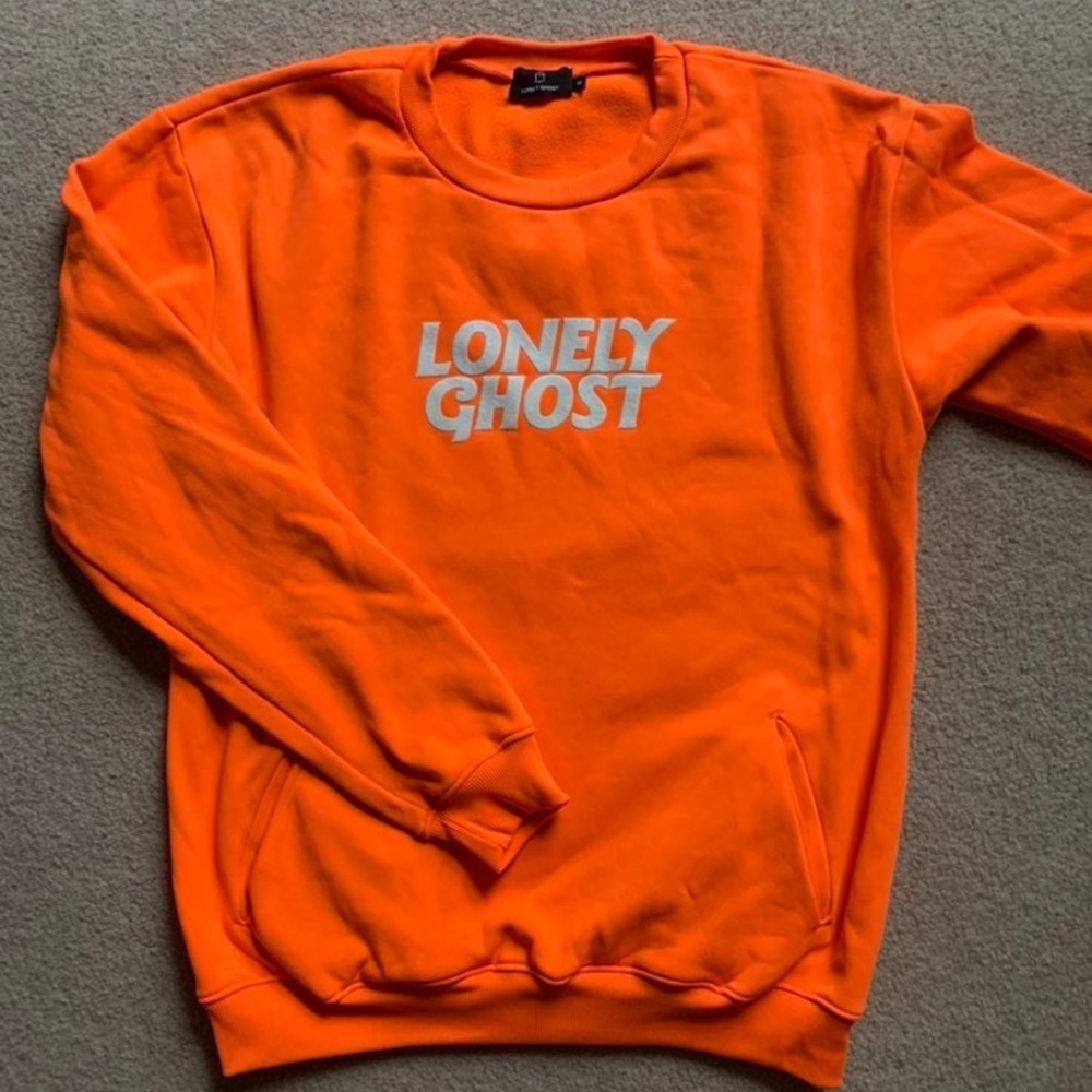 Neon orange Lonely Ghost crew neck